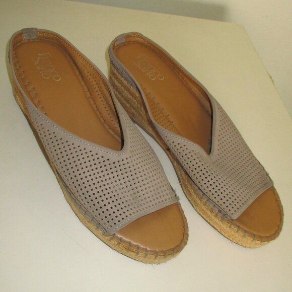Franco Sarto Tan Laser-cut Leather 1" Platform Wedge Espadrille - Size 9.5M - Picture 2 of 9